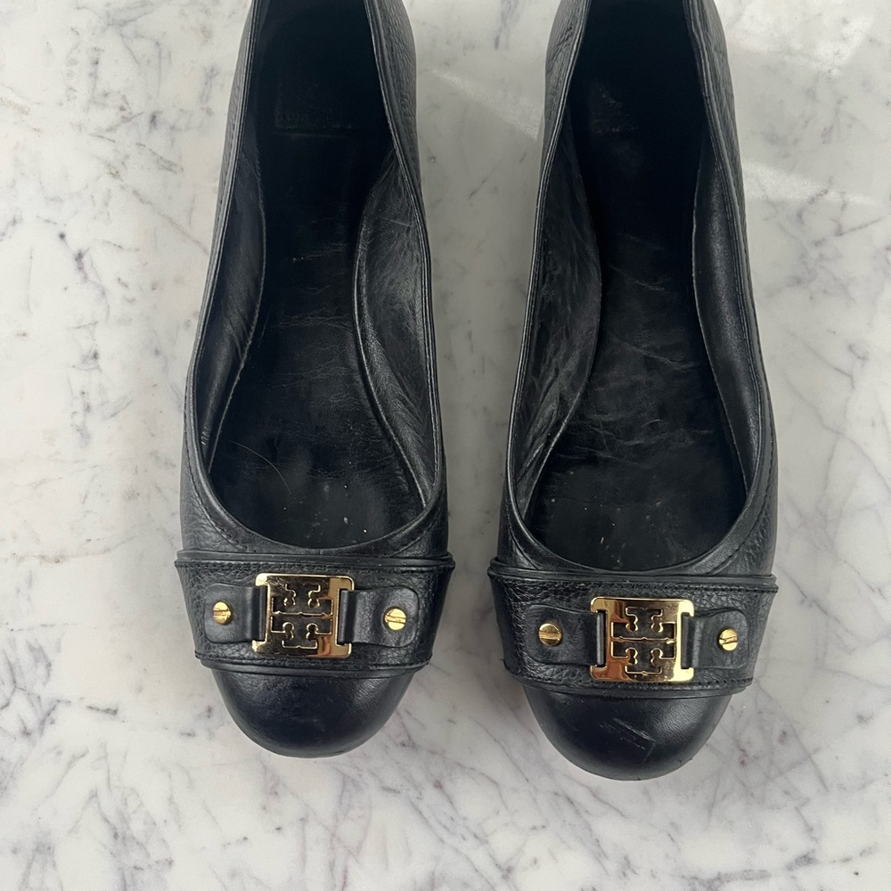 Tory Burch Black Leather Flats